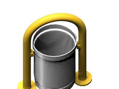 Yellow open cage type trash can Low-poly 3D model