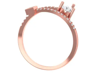 Open End Light Weight  Pear Princess stone Band Ring 3D print model