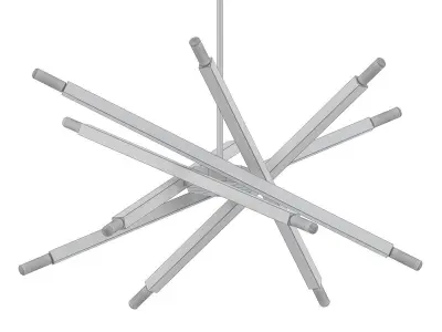 Viper modern pendant light with six metal rods hanging from c... 3D model