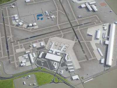 Tulsa - Airport - TUL Low-poly 3D model