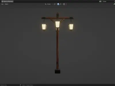 Basic Lamp Post - 4 Sided -  3D model
