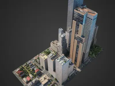 Realistic City District H13-R27 3D model