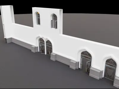 Continuous building Gates Walls and Windows pack 3D model