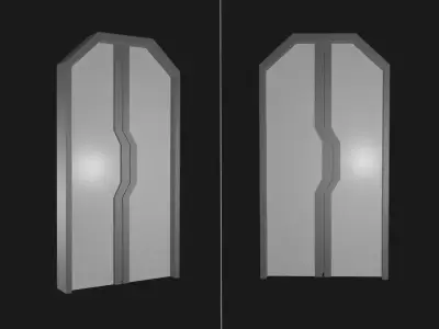 Simple Low Poly Sci-fi Door Low-poly 3D model