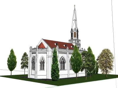 Architecture-Religion-God-Culture-Temple-0303 church with ste... 3D model