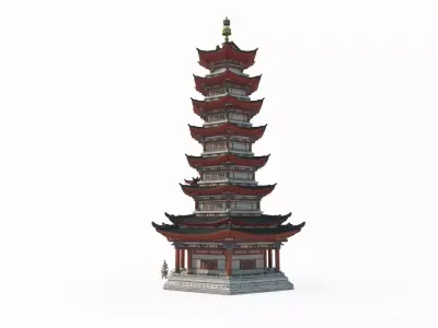Ancient Asian Architectural Pagodas 3D model