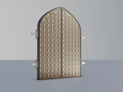 Old style wood grand gate 3D model