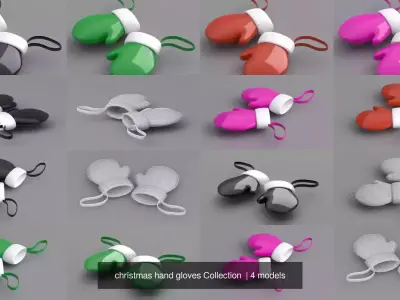 christmas hand gloves Collection  3D Model Pack