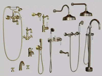 Mid Poly Faucet set Boheme Medici Low-poly 3D model