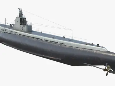  Historic USS Drum SS-228 Attack Submarine on Water 