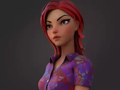 Violet ver 2 Cartoon Girl Low-poly 3D model