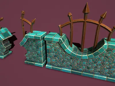 Fantasy wall 3 Low-poly 3D model