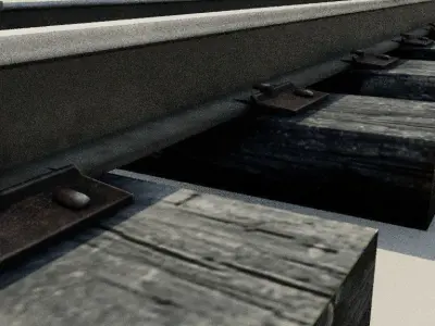Railway Track Low Poly  Low-poly 3D model