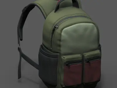 Backpack Camping Generic human bag baggage pockets  Low-poly 3D model