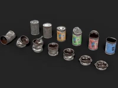 A bunch of tin cans  PBR Game Ready Low-poly 3D model