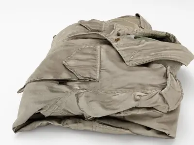 Olive Green military folded uniform field coat jacket  3D model