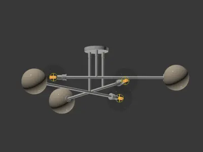 Aksel 6 Light Brass Chandelier 3D model