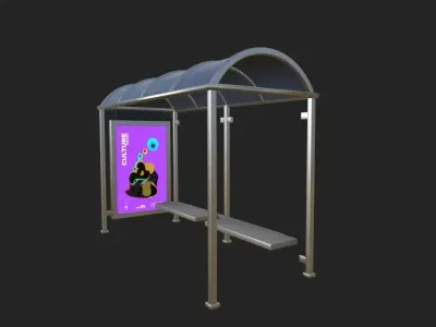 Bus Stop  Low-poly 3D model buy