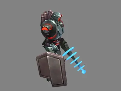 Cartoon Sci-fi robot Low-poly 3D model