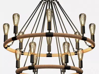 Rope Wrapped Pendant Industrial Style 3D model
