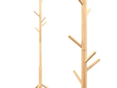 Bremen Oak Coat Stand 3D model