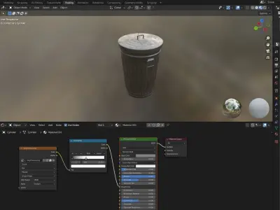 Metal trash can  Low-poly 3D model