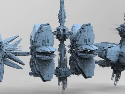 Cyberpunk Mega City Docks Tower 3 designs 3D model