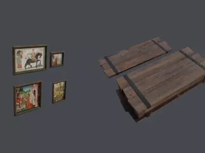 Modular Medieval Interior pack Low-poly 3D model