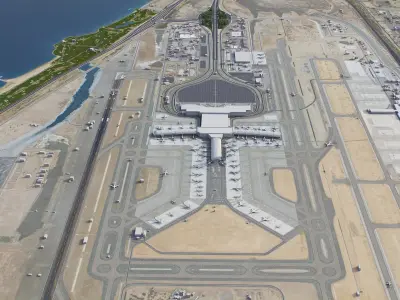 Muscat Airport Low-poly 3D model