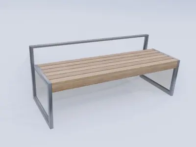 City park garden bench Low-poly 3D model