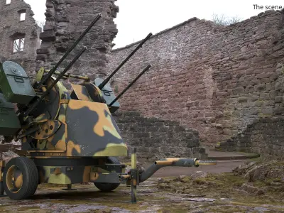  WWII Quad Heavy Machine Gun Turret Camo Pattern 