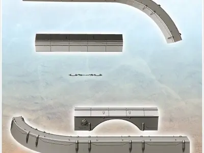 Set of futuristic protective walls and checkpoint barriers 17 -  3D print model