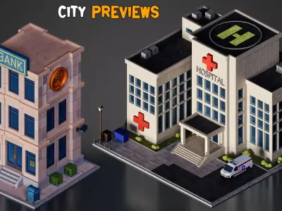 Stylized City   Modular Environment Pack   Vol 02  Low-poly 3D model