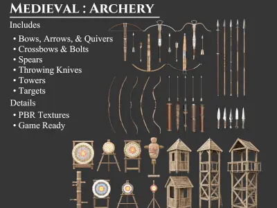Medieval Collection Training Archery 3D Model Pack