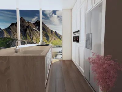 Modern kitchen with classical design 3D model