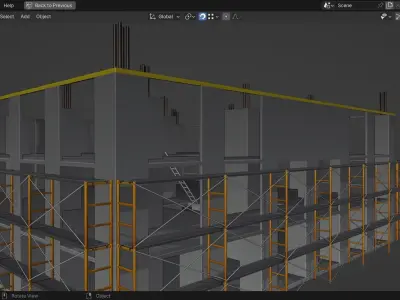 Low poly Construction Site with Crane Low-poly 3D model