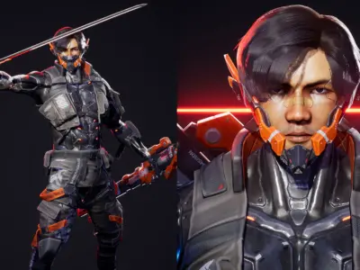 Cyberpunk Street Boy Character Low-poly 3D model