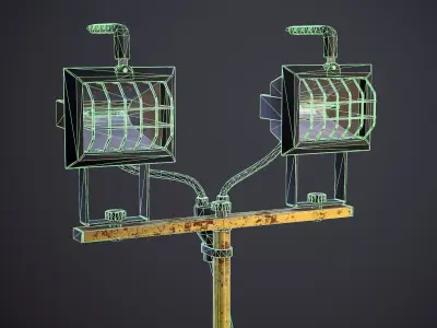 Rusty Construction Lamp  Low-poly 3D model