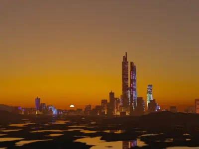 scifi city Low-poly 3D model