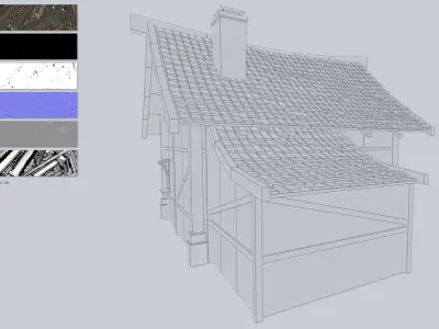 Medieval house Low-poly 3D model 23
