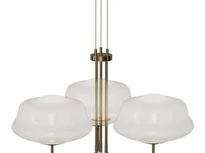 NAIROBI three light chandelier in brass with glass shades 3D model