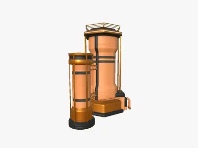 SciFi Facility A04 Orange - Sci Fi Exterior Design Low-poly 3D model