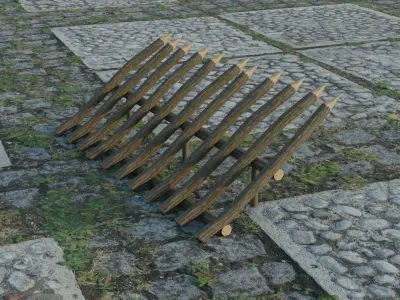Defensive Logs and Spikes Low-poly 3D model