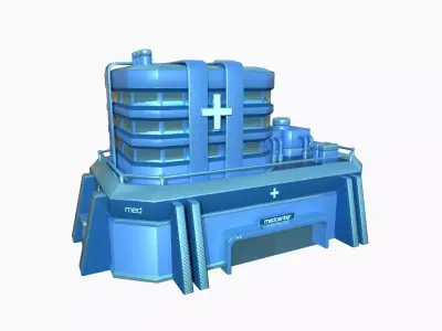 SciFi Hospital A03 Blue - Sci Fi Exterior Design Low-poly 3D model