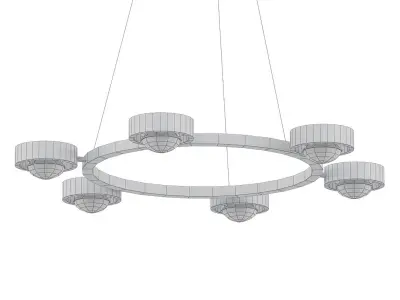 Ottico circular chandelier in brass with six lights 3D model