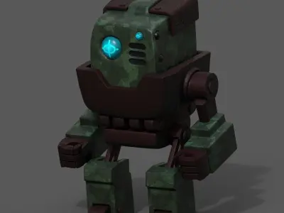 Robot cyborg scifi space millitary fantasy Cartoon design  Low-poly 3D model