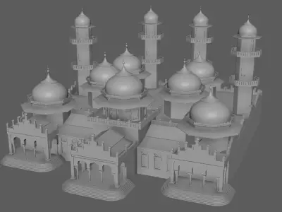 Baiturrahman Grand Mosque Indonesia 3D Model FBX Textured Low-poly 3D model