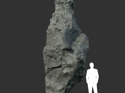Low poly Damaged Black Rock A 190429 Low-poly 3D model