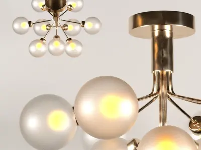 APIALES-9-CEILING 1 modern ceiling light with five glass globes 3D model