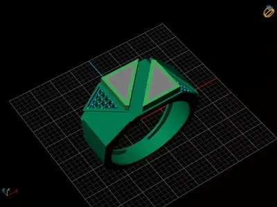Tri Tone Architectural Enamel Ring with Lattice Design 3D print model